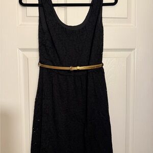 Ambiance Black Lace Mini Dress with Gold Belt